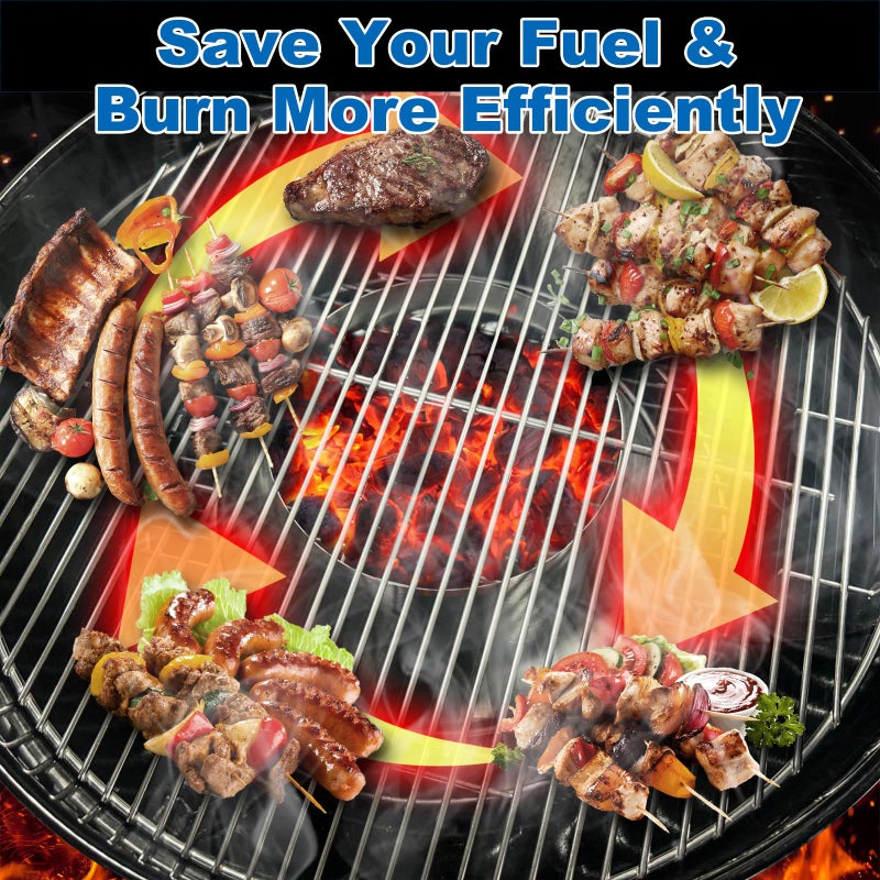 Outspark Upgrade BBQ Whirlpool for Weber Kettle 22/26.75 Charcoal Grill Accessories, One-Piece Swirl Design Medium Size for WSM Smokey Mountain,XL Kamado,XL Big Green Egg Grilling Accessory,Stainless Steel - Image 4
